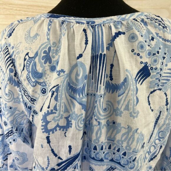 Chic Blue Patterned Women's Tunic Blouse - Picture 7 of 11